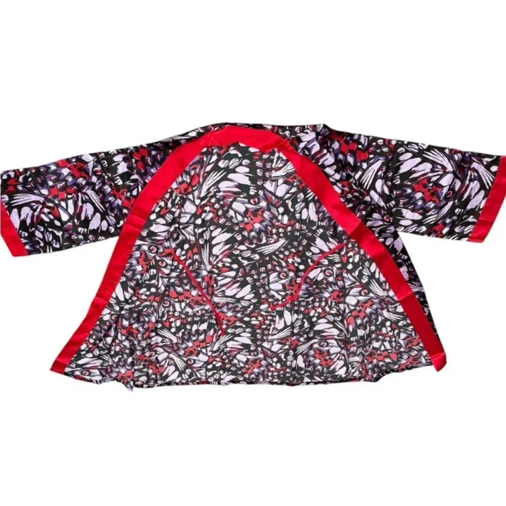 Midnight Velvet Satin Kimono Robe Set Red Floral Camisole Lingerie Large